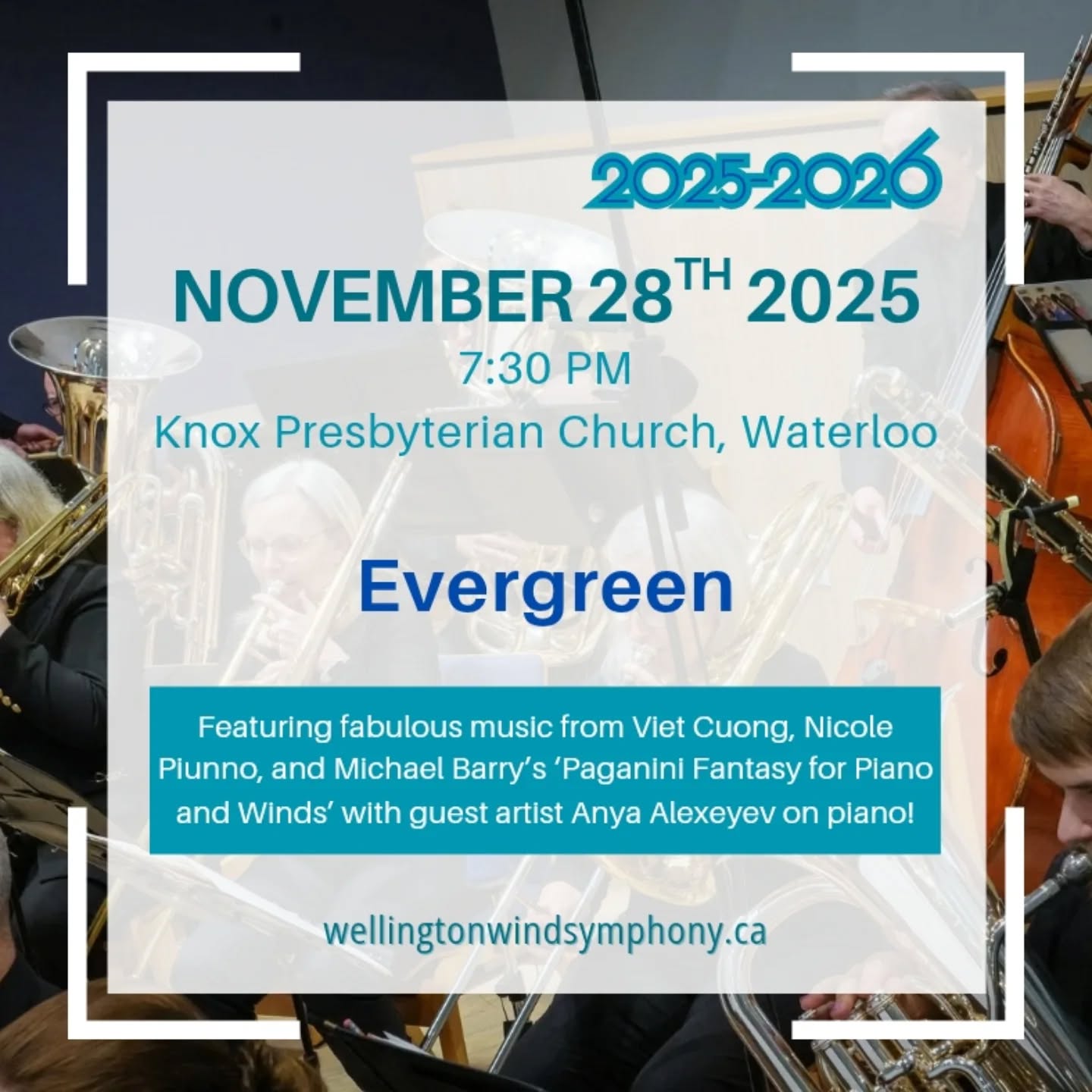 Our second main series concert has an exciting line up of band composers. We'll be featuring @vietcuongmusic , @nicolepiunno , and @ifididig, to name a few!
Tickets available soon at:
www.wellingtonwindsymphony.ca