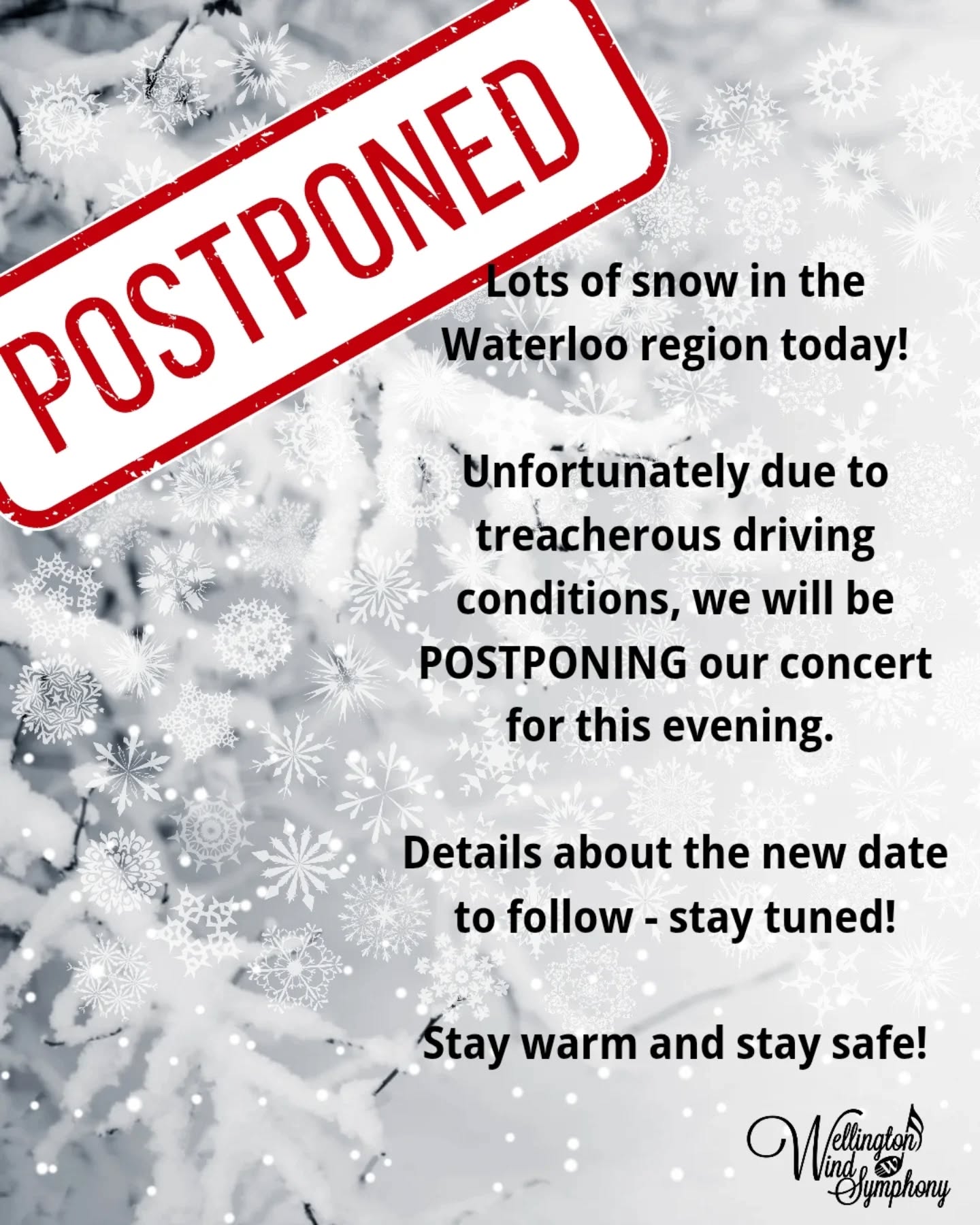 Sadly we are not able to present our concert this evening. We will be rescheduling!! Stay tuned for details and stay warm and safe tonight! ❄️
